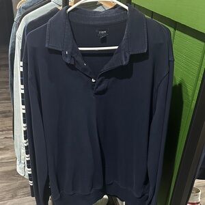 J. Crew Men's Navy Heavy Long Sleeve Polo